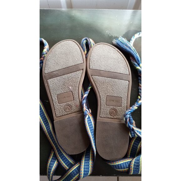 Sam and Libby blue and green multi color blend fabric Tie sandals - Picture 7 of 8